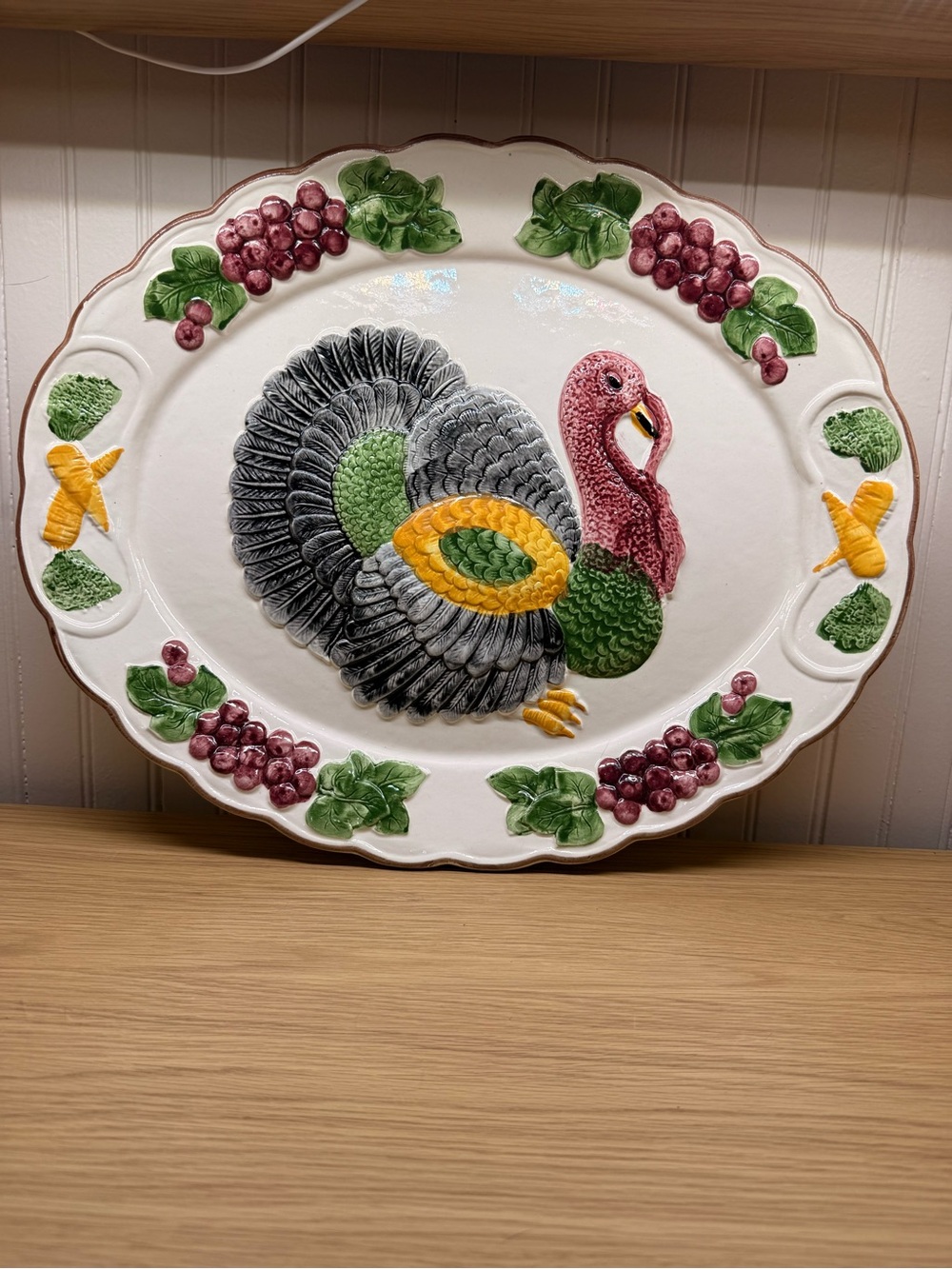 Source Unknown Multicolor Turkey Ceramic Serving Platter